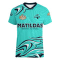 Personalised Australia Soccer Matildas Women V-Neck T-Shirt Kangaroo Tornado Turquoise DT02
