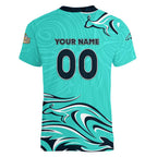 Personalised Australia Soccer Matildas Women V-Neck T-Shirt Kangaroo Tornado Turquoise DT02
