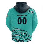 Personalised Australia Soccer Matildas Zip Hoodie Kangaroo Tornado Turquoise DT02