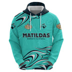 Personalised Australia Soccer Matildas Zip Hoodie Kangaroo Tornado Turquoise DT02