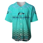 Personalised Australia Matildas Baseball Jersey Tillies Aboriginal Simple Turquoise