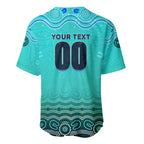 Personalised Australia Matildas Baseball Jersey Tillies Aboriginal Simple Turquoise