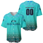 Personalised Australia Matildas Baseball Jersey Tillies Aboriginal Simple Turquoise