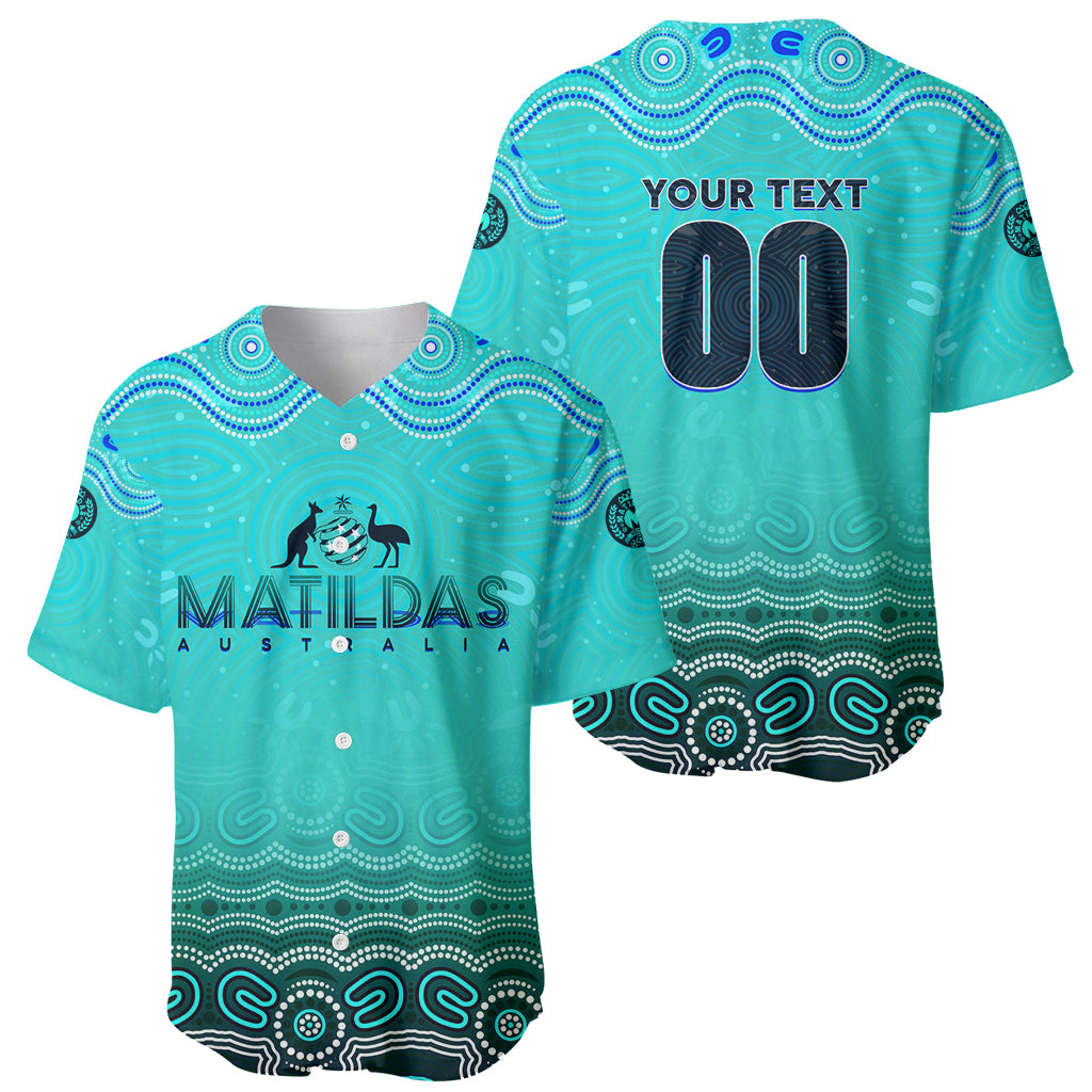 Personalised Australia Matildas Baseball Jersey Tillies Aboriginal Simple Turquoise