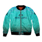 Personalised Australia Matildas Bomber Jacket Tillies Aboriginal Simple Turquoise