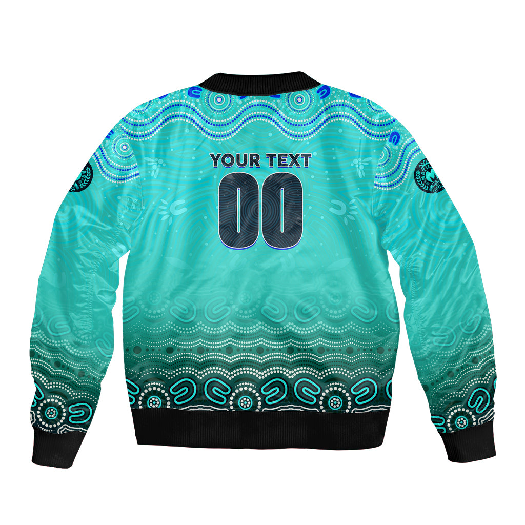 Personalised Australia Matildas Bomber Jacket Tillies Aboriginal Simple Turquoise
