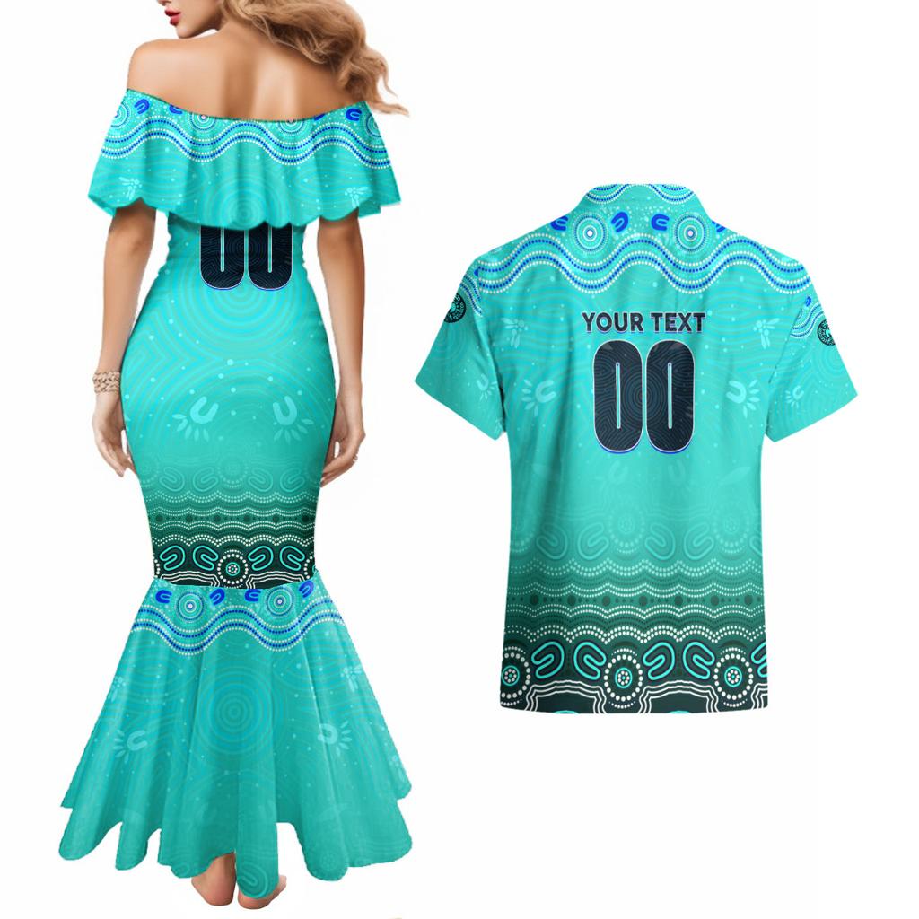 Personalised Australia Matildas Couples Matching Mermaid Dress and Hawaiian Shirt Tillies Aboriginal Simple Turquoise