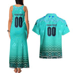 Personalised Australia Matildas Couples Matching Tank Maxi Dress and Hawaiian Shirt Tillies Aboriginal Simple Turquoise