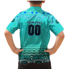 Personalised Australia Matildas Family Matching Mermaid Dress and Hawaiian Shirt Tillies Aboriginal Simple Turquoise