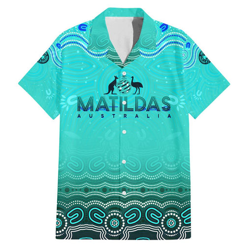 Personalised Australia Matildas Family Matching Mermaid Dress and Hawaiian Shirt Tillies Aboriginal Simple Turquoise