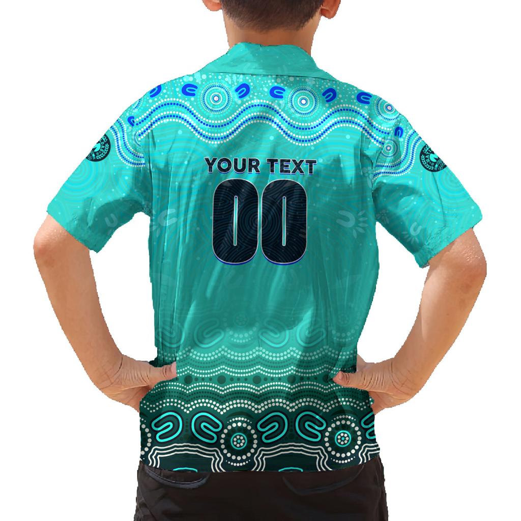 Personalised Australia Matildas Family Matching Off The Shoulder Long Sleeve Dress and Hawaiian Shirt Tillies Aboriginal Simple Turquoise
