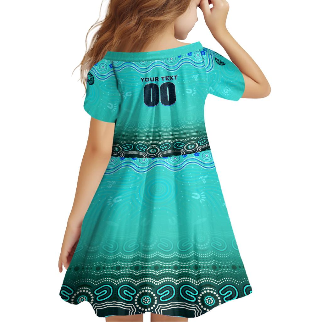Personalised Australia Matildas Family Matching Off The Shoulder Long Sleeve Dress and Hawaiian Shirt Tillies Aboriginal Simple Turquoise