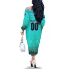 Personalised Australia Matildas Family Matching Off The Shoulder Long Sleeve Dress and Hawaiian Shirt Tillies Aboriginal Simple Turquoise