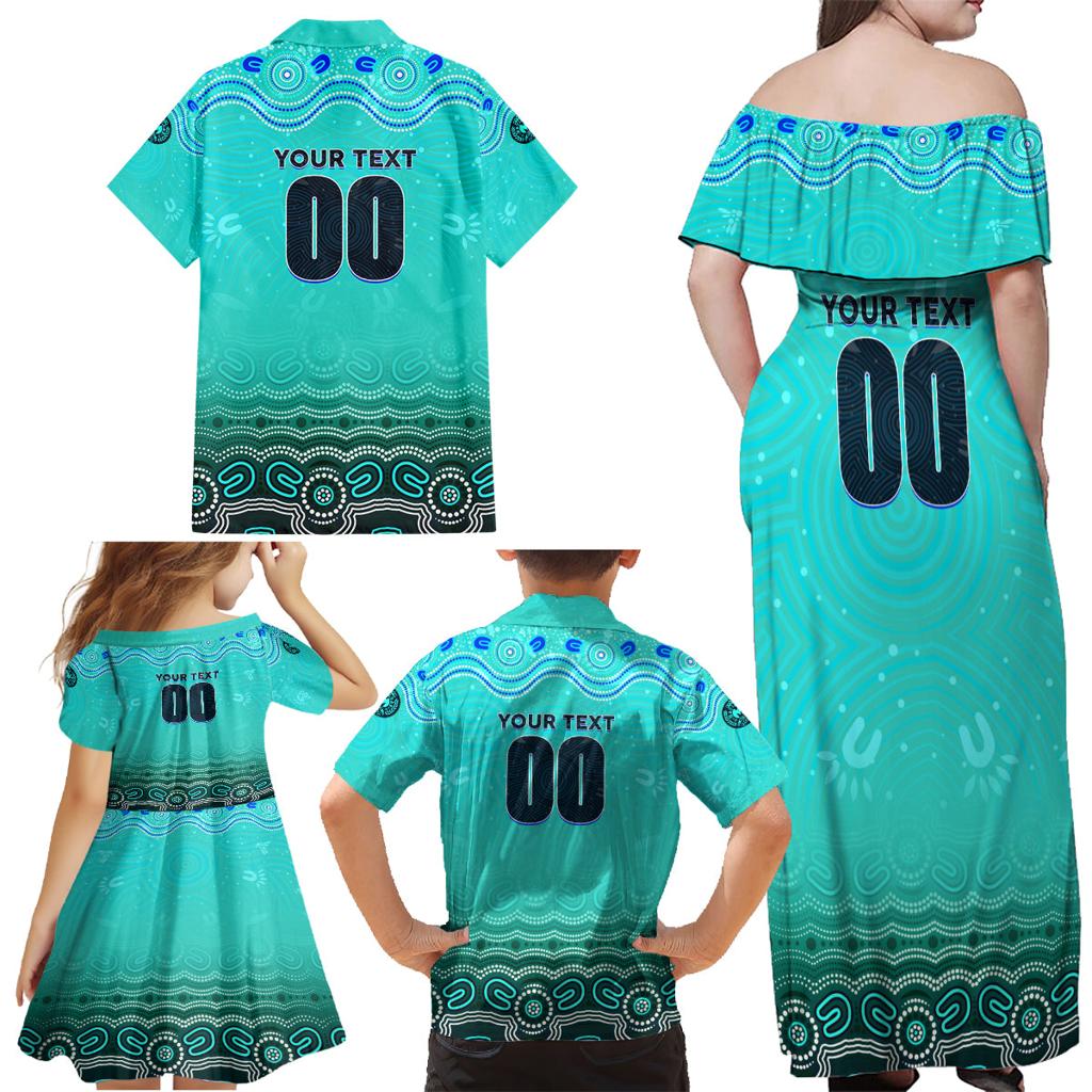 Personalised Australia Matildas Family Matching Off Shoulder Maxi Dress and Hawaiian Shirt Tillies Aboriginal Simple Turquoise