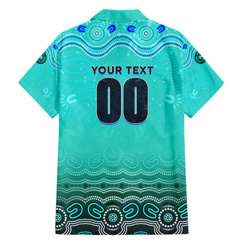Personalised Australia Matildas Family Matching Off Shoulder Short Dress and Hawaiian Shirt Tillies Aboriginal Simple Turquoise