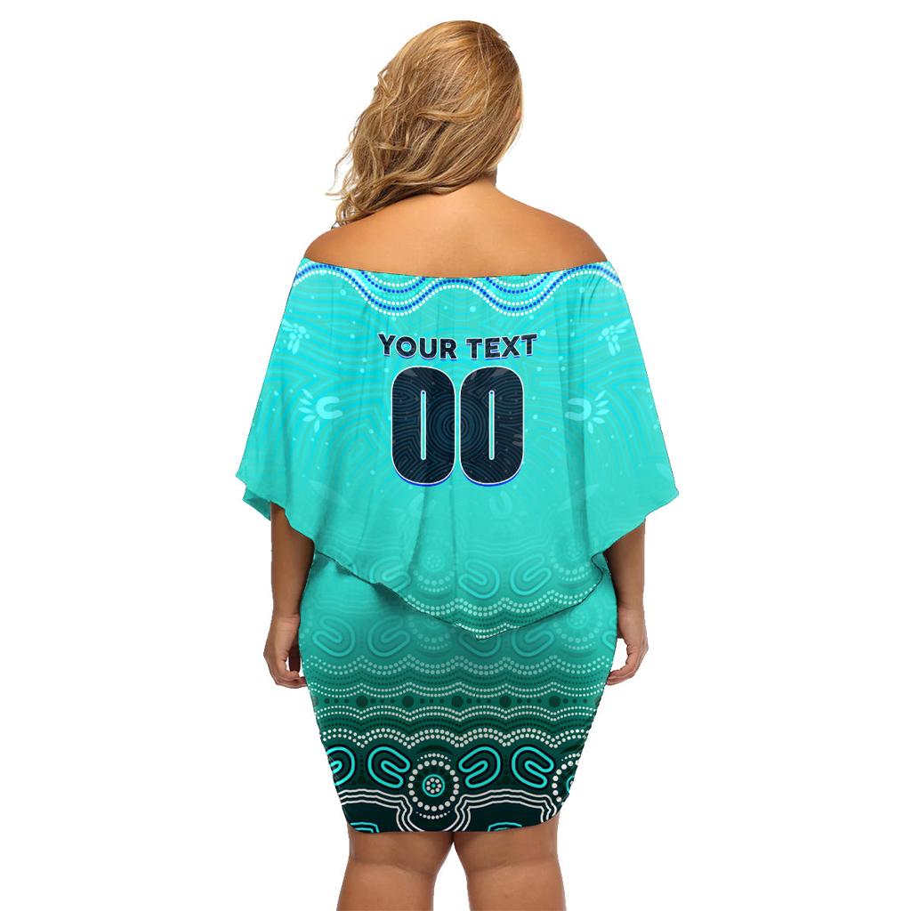 Personalised Australia Matildas Family Matching Off Shoulder Short Dress and Hawaiian Shirt Tillies Aboriginal Simple Turquoise