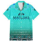 Personalised Australia Matildas Family Matching Puletasi and Hawaiian Shirt Tillies Aboriginal Simple Turquoise