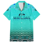 Personalised Australia Matildas Family Matching Short Sleeve Bodycon Dress and Hawaiian Shirt Tillies Aboriginal Simple Turquoise