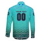 Personalised Australia Matildas Family Matching Short Sleeve Bodycon Dress and Hawaiian Shirt Tillies Aboriginal Simple Turquoise