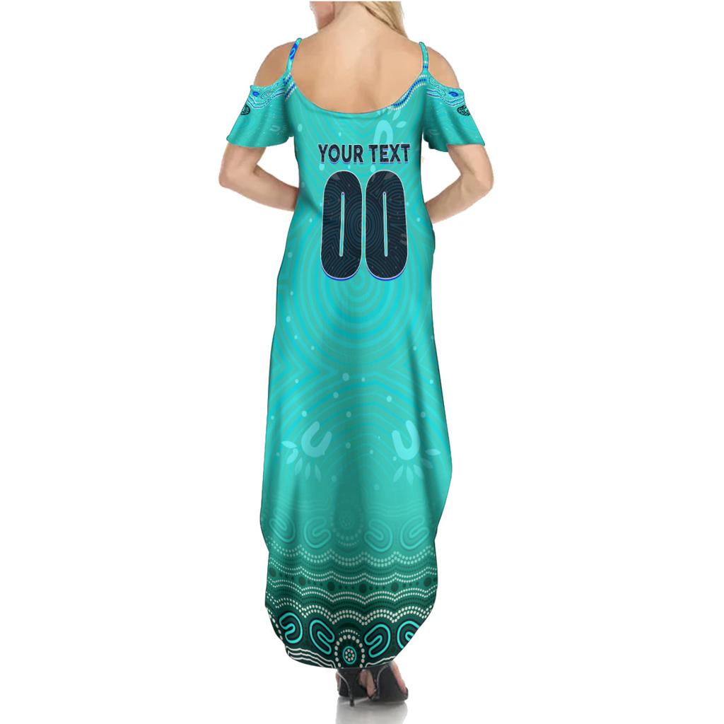 Personalised Australia Matildas Family Matching Summer Maxi Dress and Hawaiian Shirt Tillies Aboriginal Simple Turquoise