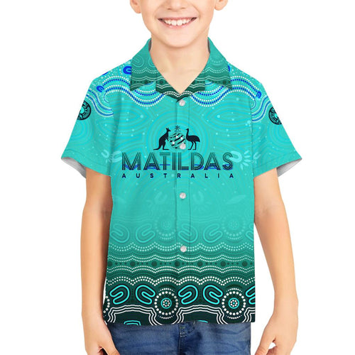 Personalised Australia Matildas Family Matching Summer Maxi Dress and Hawaiian Shirt Tillies Aboriginal Simple Turquoise