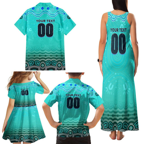 Personalised Australia Matildas Family Matching Tank Maxi Dress and Hawaiian Shirt Tillies Aboriginal Simple Turquoise