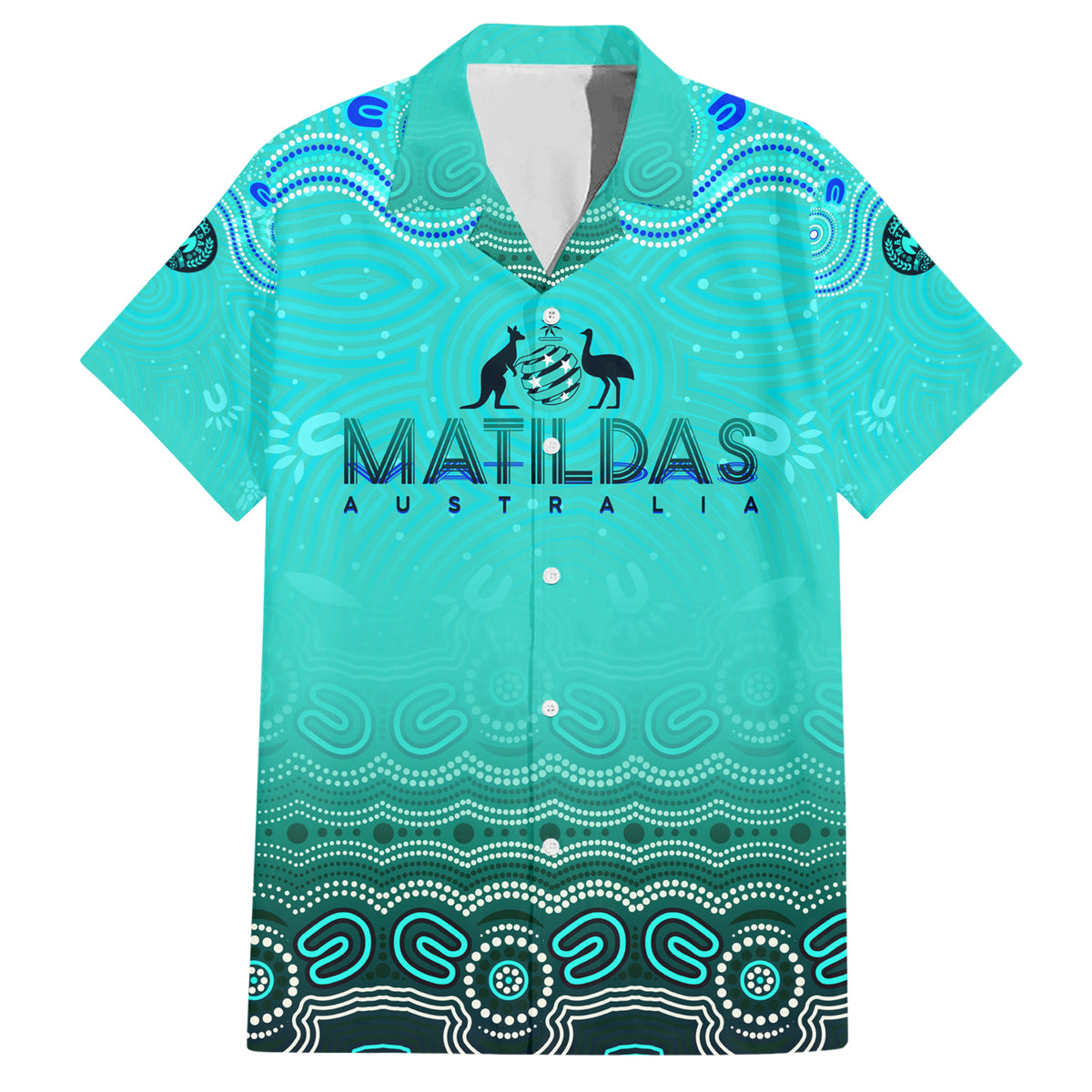 Personalised Australia Matildas Hawaiian Shirt Tillies Aboriginal Simple Turquoise