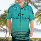 Personalised Australia Matildas Hawaiian Shirt Tillies Aboriginal Simple Turquoise