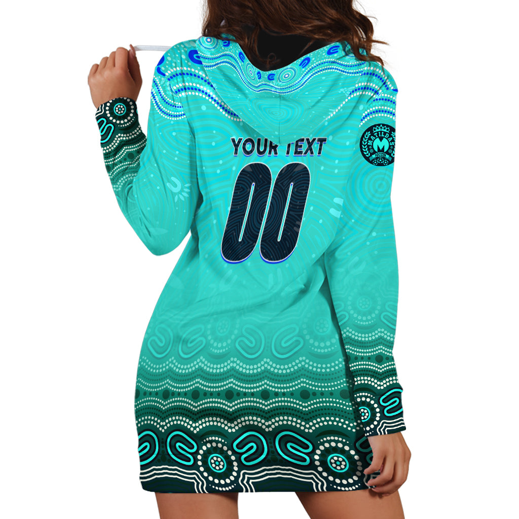Personalised Australia Matildas Hoodie Dress Tillies Aboriginal Simple Turquoise