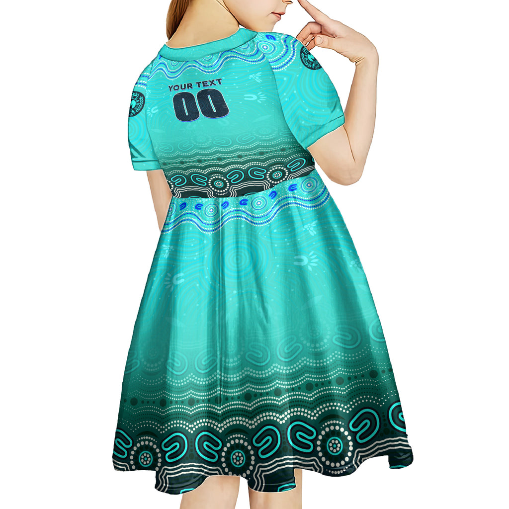 Personalised Australia Matildas Kid Short Sleeve Dress Tillies Aboriginal Simple Turquoise