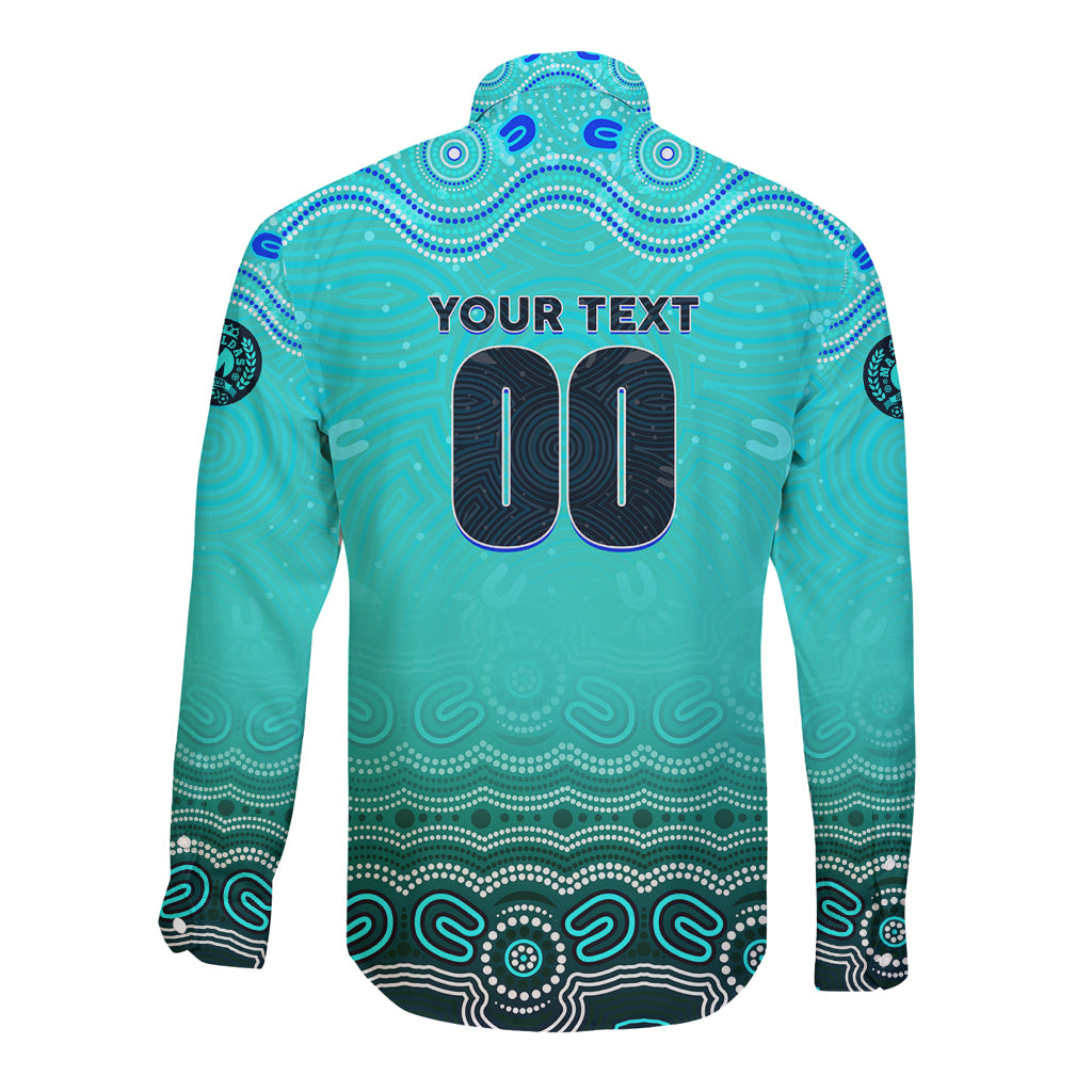 Personalised Australia Matildas Long Sleeve Button Shirt Tillies Aboriginal Simple Turquoise