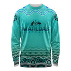 Personalised Australia Matildas Long Sleeve Shirt Tillies Aboriginal Simple Turquoise