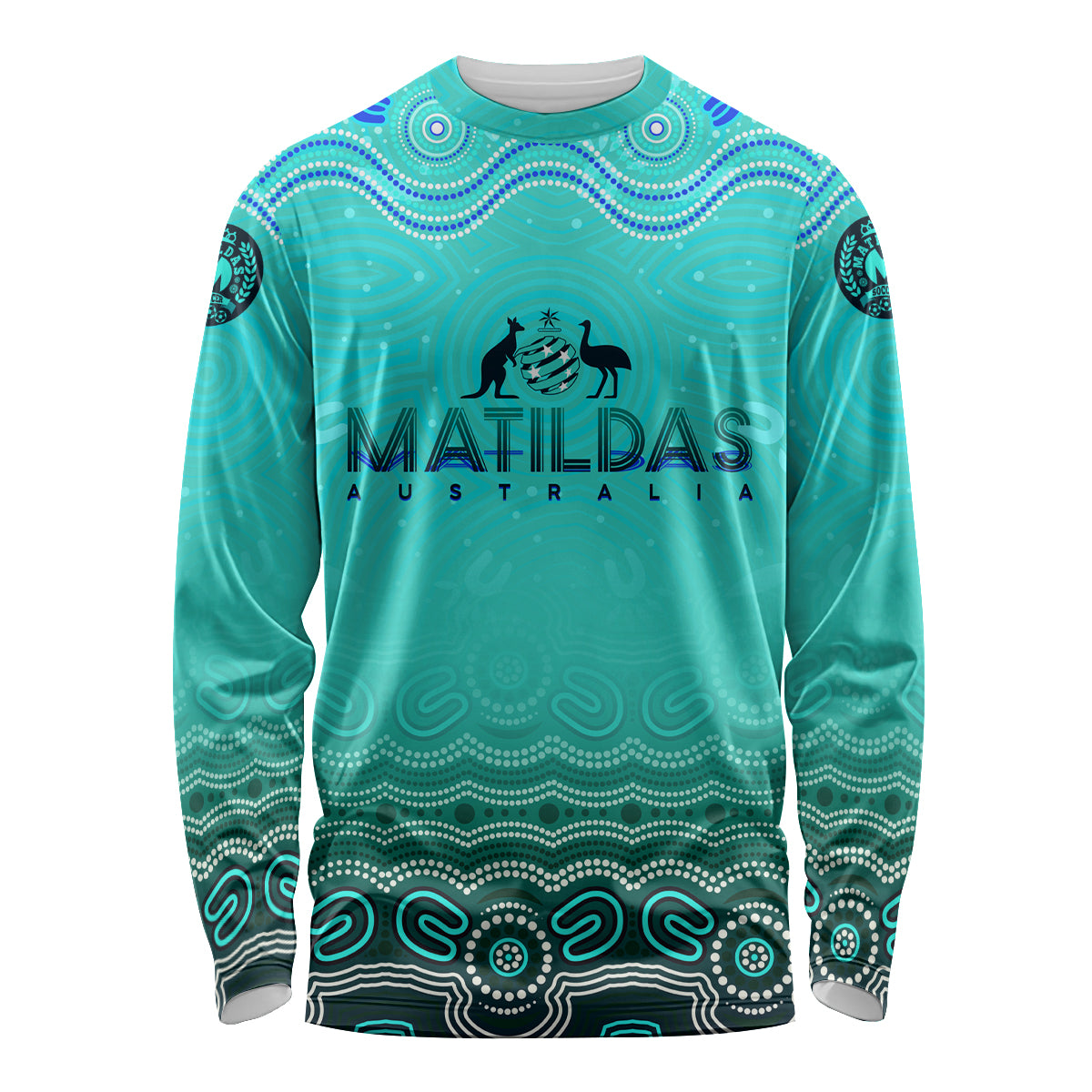 Personalised Australia Matildas Long Sleeve Shirt Tillies Aboriginal Simple Turquoise