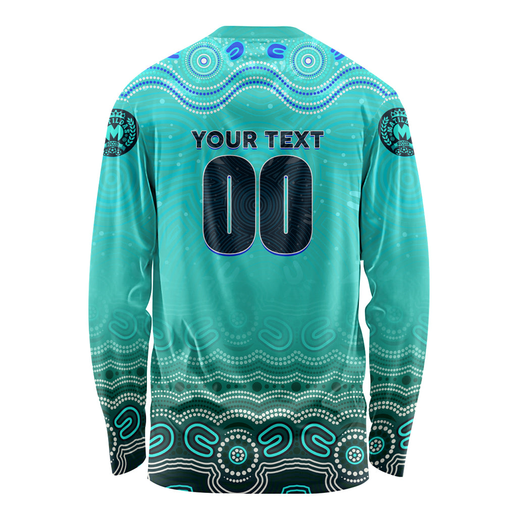 Personalised Australia Matildas Long Sleeve Shirt Tillies Aboriginal Simple Turquoise