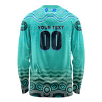 Personalised Australia Matildas Long Sleeve Shirt Tillies Aboriginal Simple Turquoise