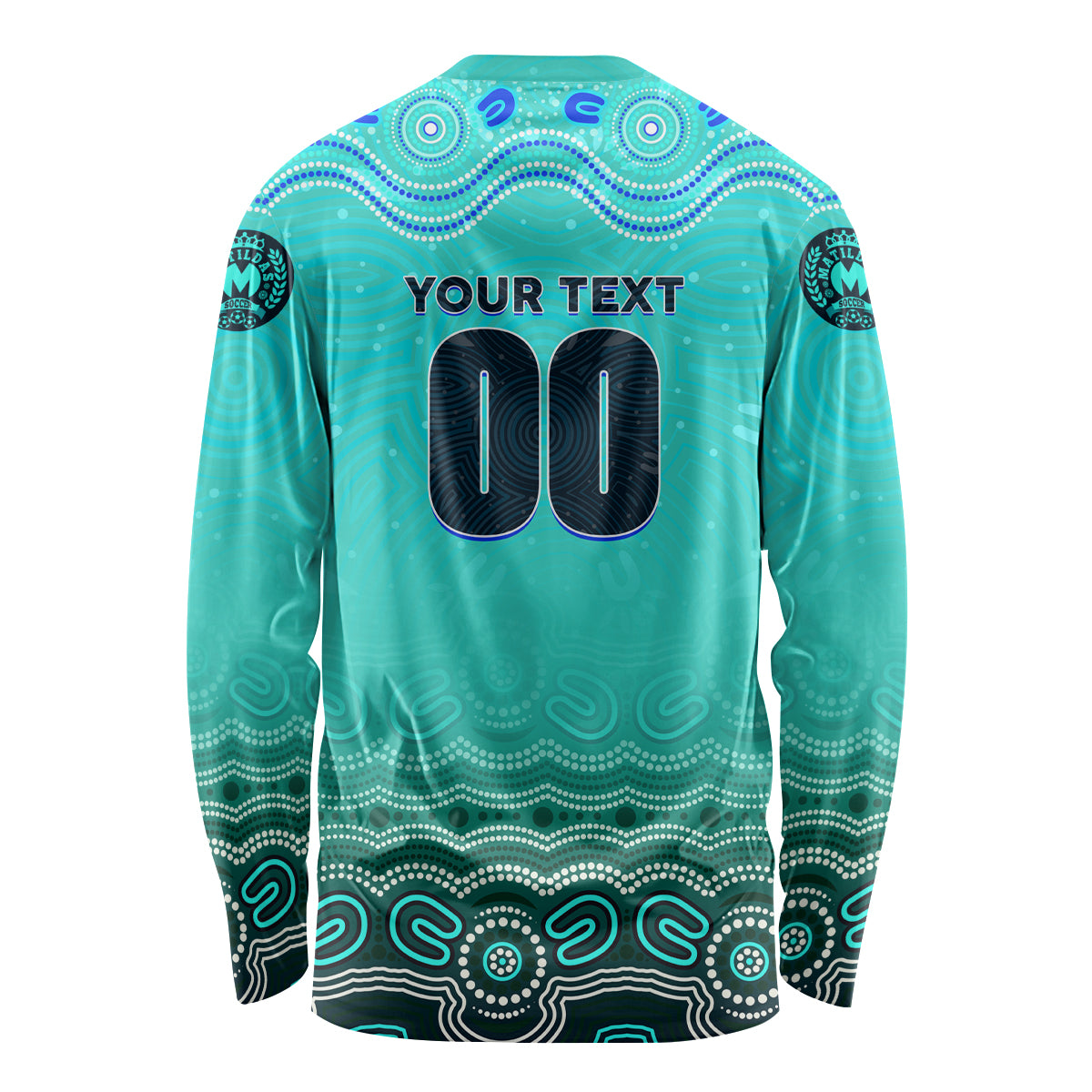 Personalised Australia Matildas Long Sleeve Shirt Tillies Aboriginal Simple Turquoise