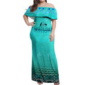Personalised Australia Matildas Off Shoulder Maxi Dress Tillies Aboriginal Simple Turquoise