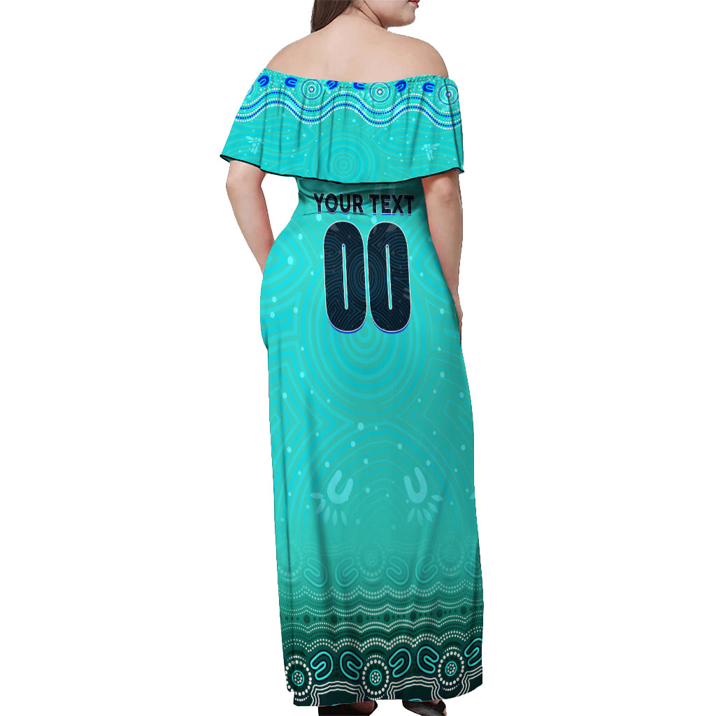 Personalised Australia Matildas Off Shoulder Maxi Dress Tillies Aboriginal Simple Turquoise