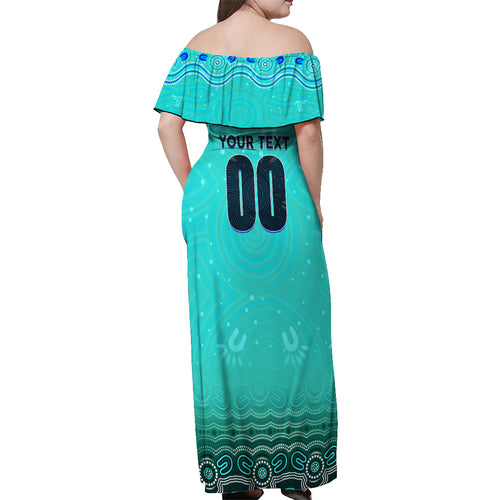 Personalised Australia Matildas Off Shoulder Maxi Dress Tillies Aboriginal Simple Turquoise