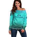 Personalised Australia Matildas Off Shoulder Sweater Tillies Aboriginal Simple Turquoise