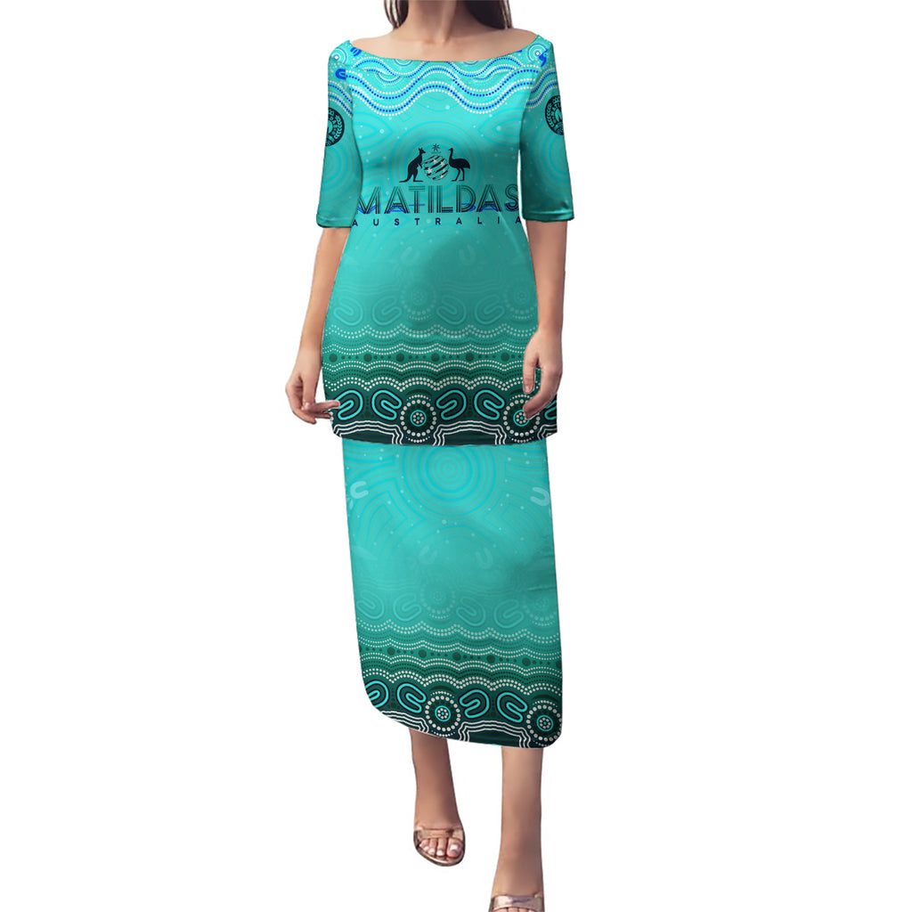 Personalised Australia Matildas Puletasi Tillies Aboriginal Simple Turquoise