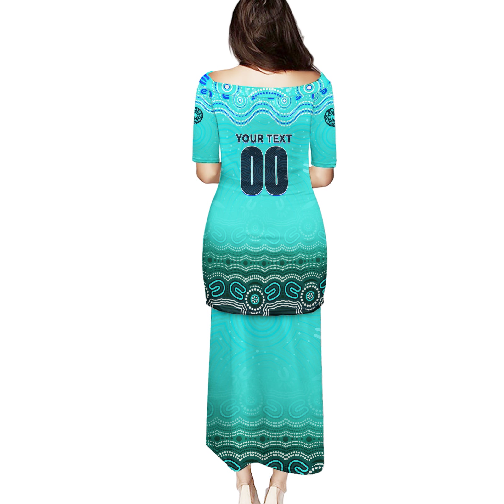 Personalised Australia Matildas Puletasi Tillies Aboriginal Simple Turquoise