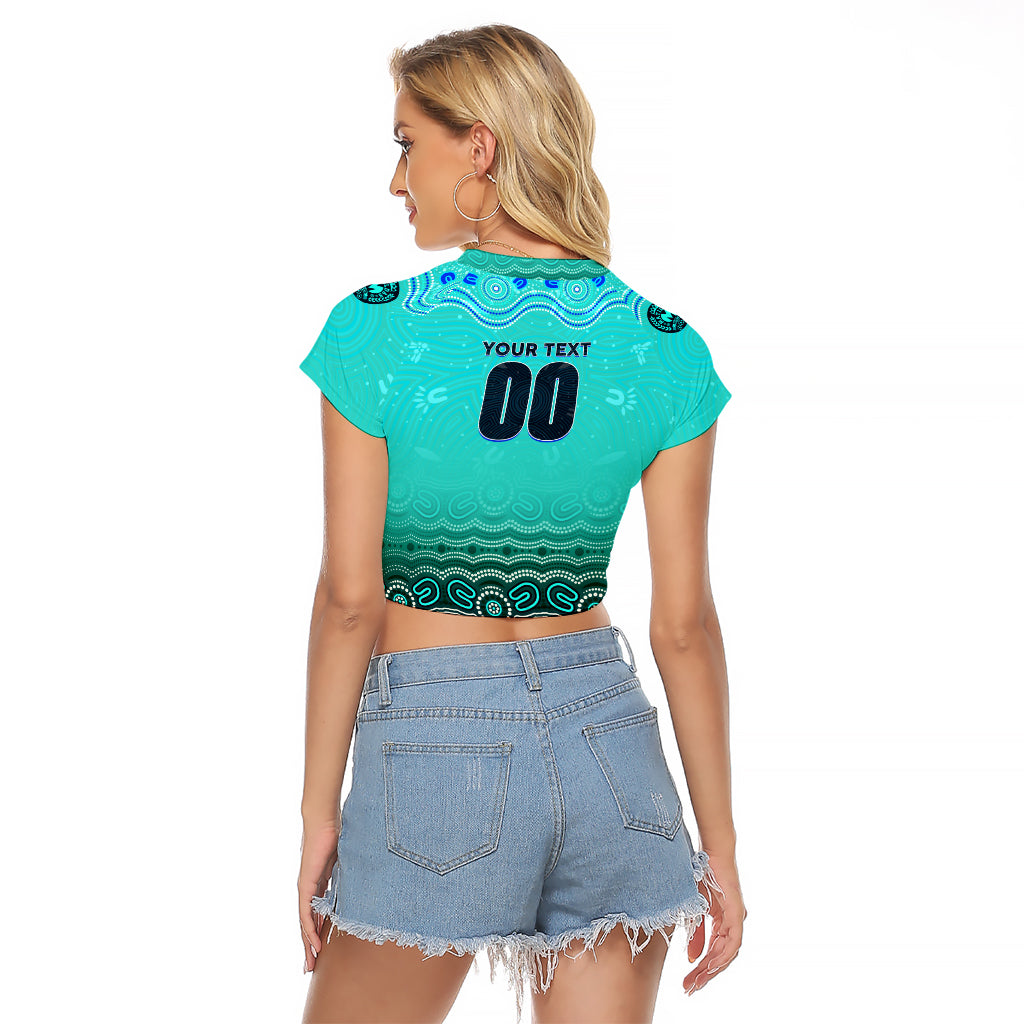 Personalised Australia Matildas Raglan Cropped T Shirt Tillies Aboriginal Simple Turquoise