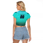 Personalised Australia Matildas Raglan Cropped T Shirt Tillies Aboriginal Simple Turquoise
