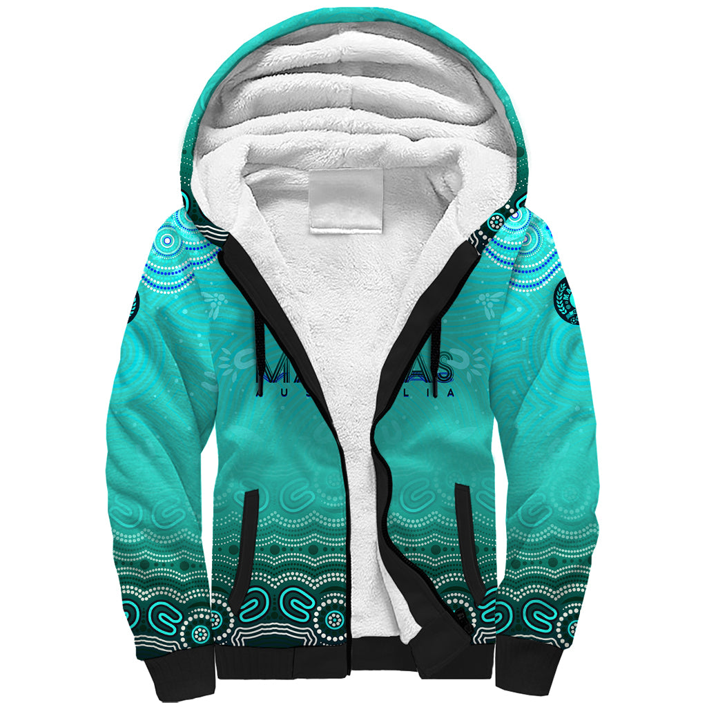 Personalised Australia Matildas Sherpa Hoodie Tillies Aboriginal Simple Turquoise