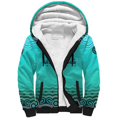 Personalised Australia Matildas Sherpa Hoodie Tillies Aboriginal Simple Turquoise