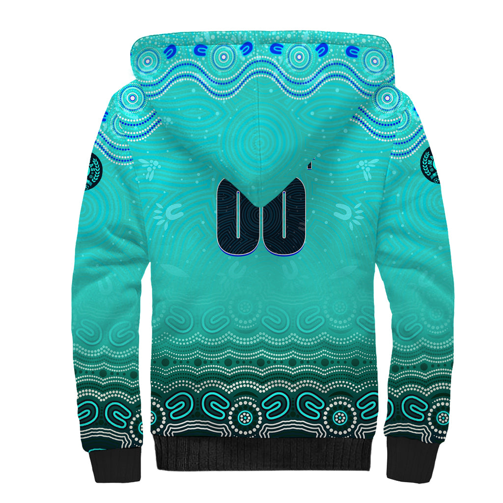 Personalised Australia Matildas Sherpa Hoodie Tillies Aboriginal Simple Turquoise