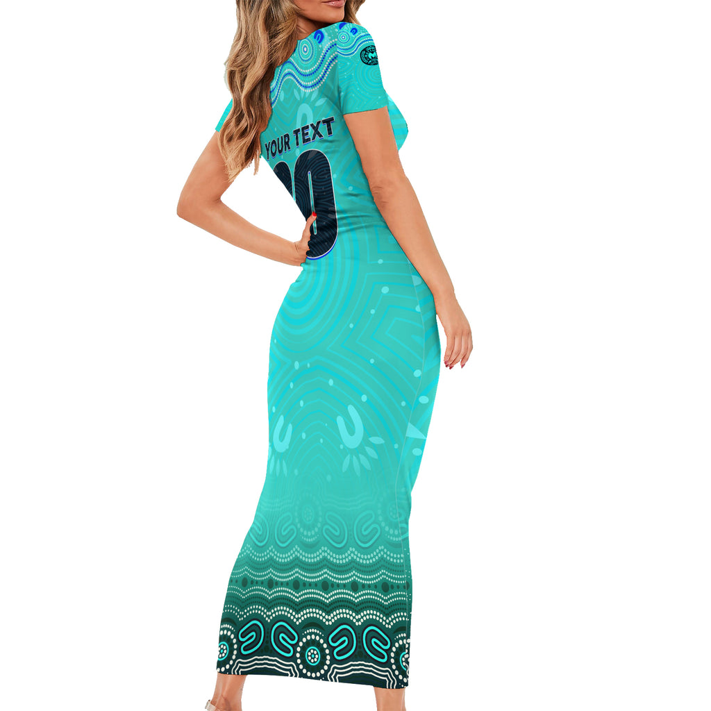 Personalised Australia Matildas Short Sleeve Bodycon Dress Tillies Aboriginal Simple Turquoise