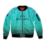 Personalised Australia Matildas Sleeve Zip Bomber Jacket Tillies Aboriginal Simple Turquoise