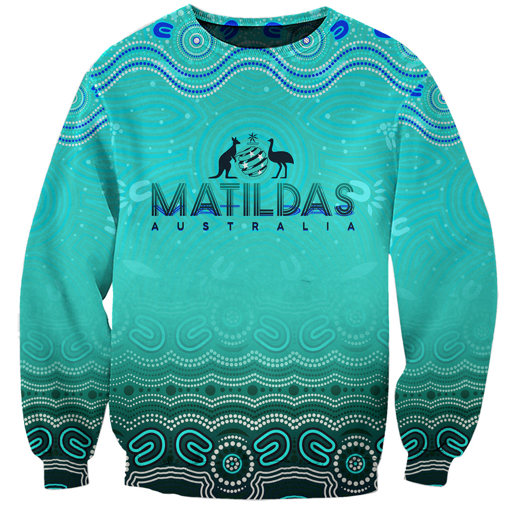 Personalised Australia Matildas Sweatshirt Tillies Aboriginal Simple Turquoise